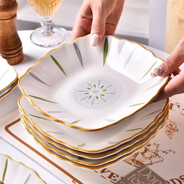 陶瓷炒菜盘子家用2025新款方盘菜盘高级感碟子釉下彩高颜值餐盘