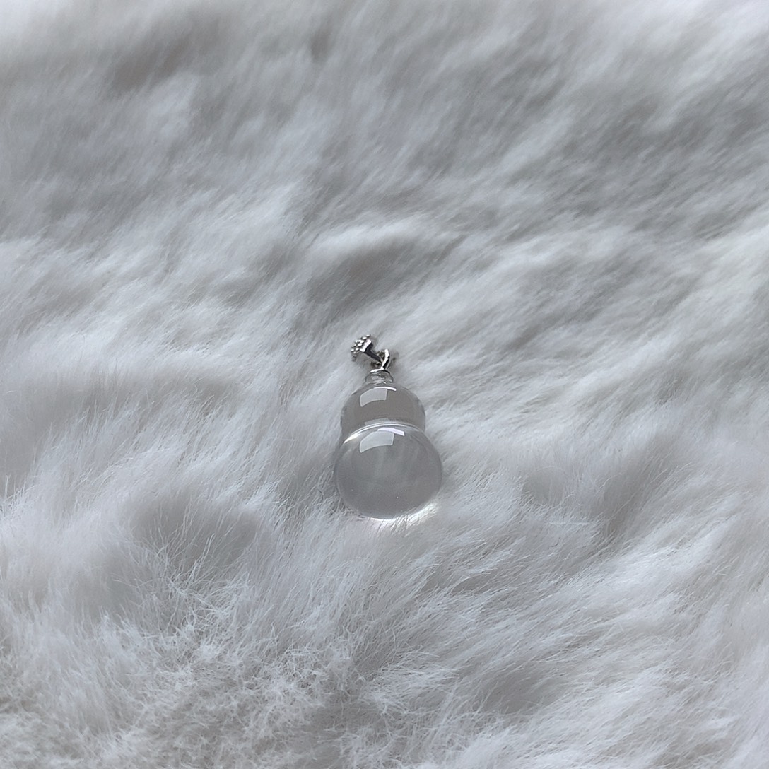 水晶吊坠(不含链)银S925镶嵌白水晶