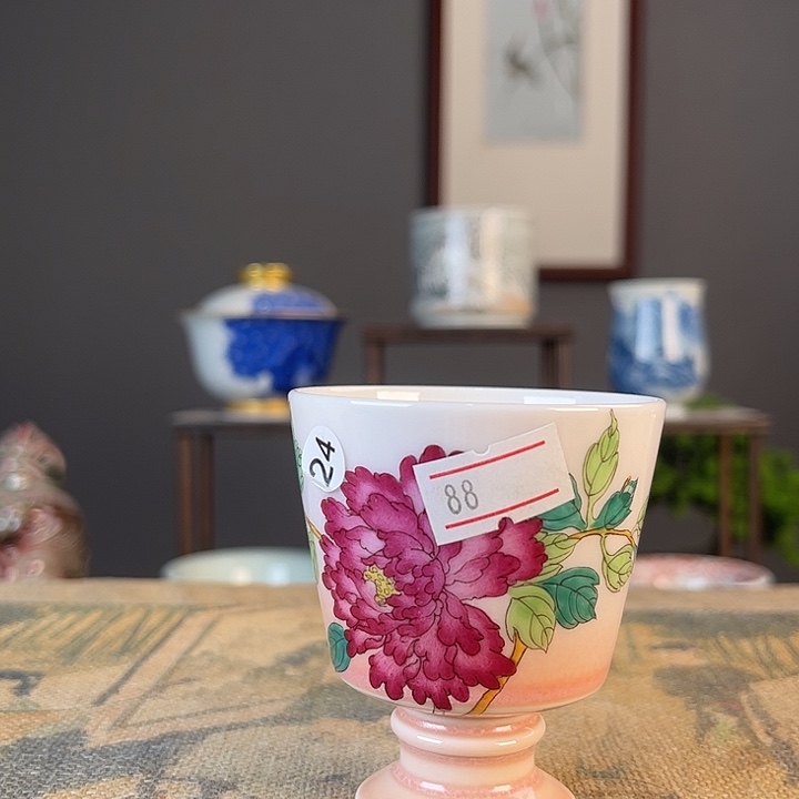 摆件景德镇陶瓷茶杯多人