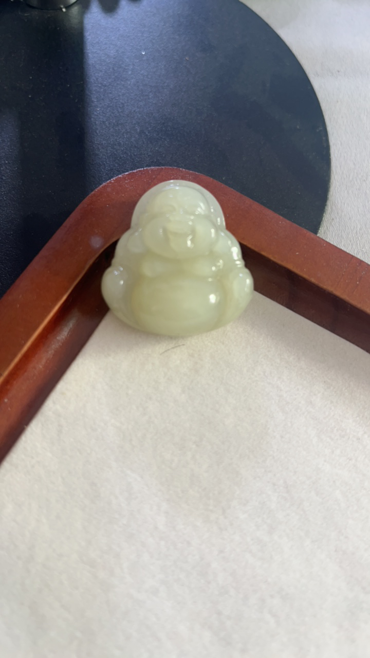 和田玉弥勒佛手工雕刻暖白佛公吊坠