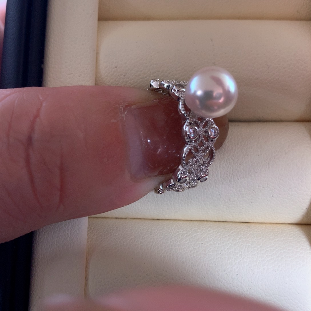 银S925镶嵌海水珍珠戒指