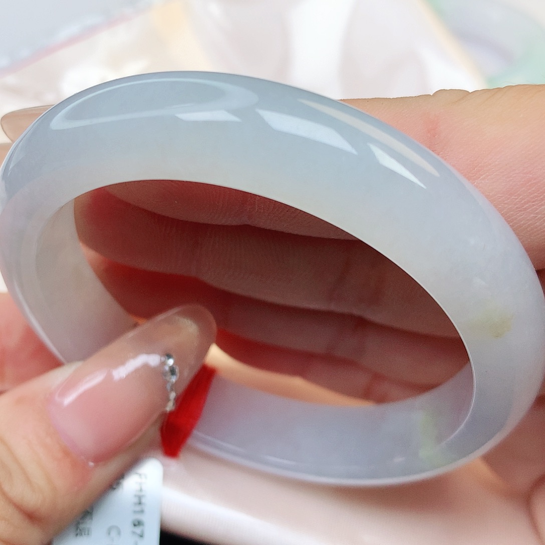 未镶嵌手镯翡翠纯天然A 货翡翠冰胶白月光164号