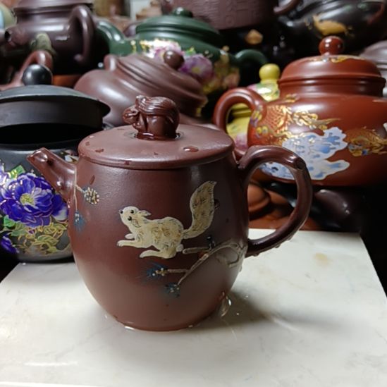 紫砂茶壶宜兴原矿底槽清柴烧200cc紫砂壶