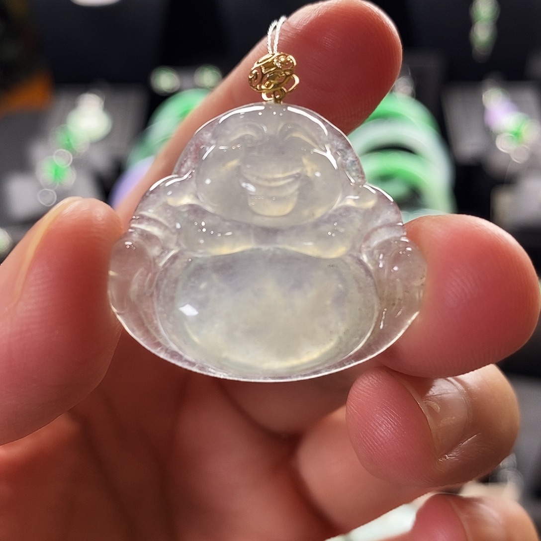 翡翠18K金镶嵌颈饰翡翠吊坠