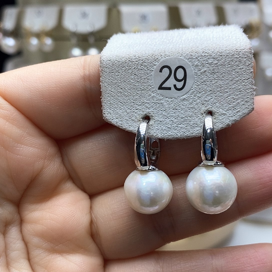 淡水珍珠耳饰银S925镶嵌