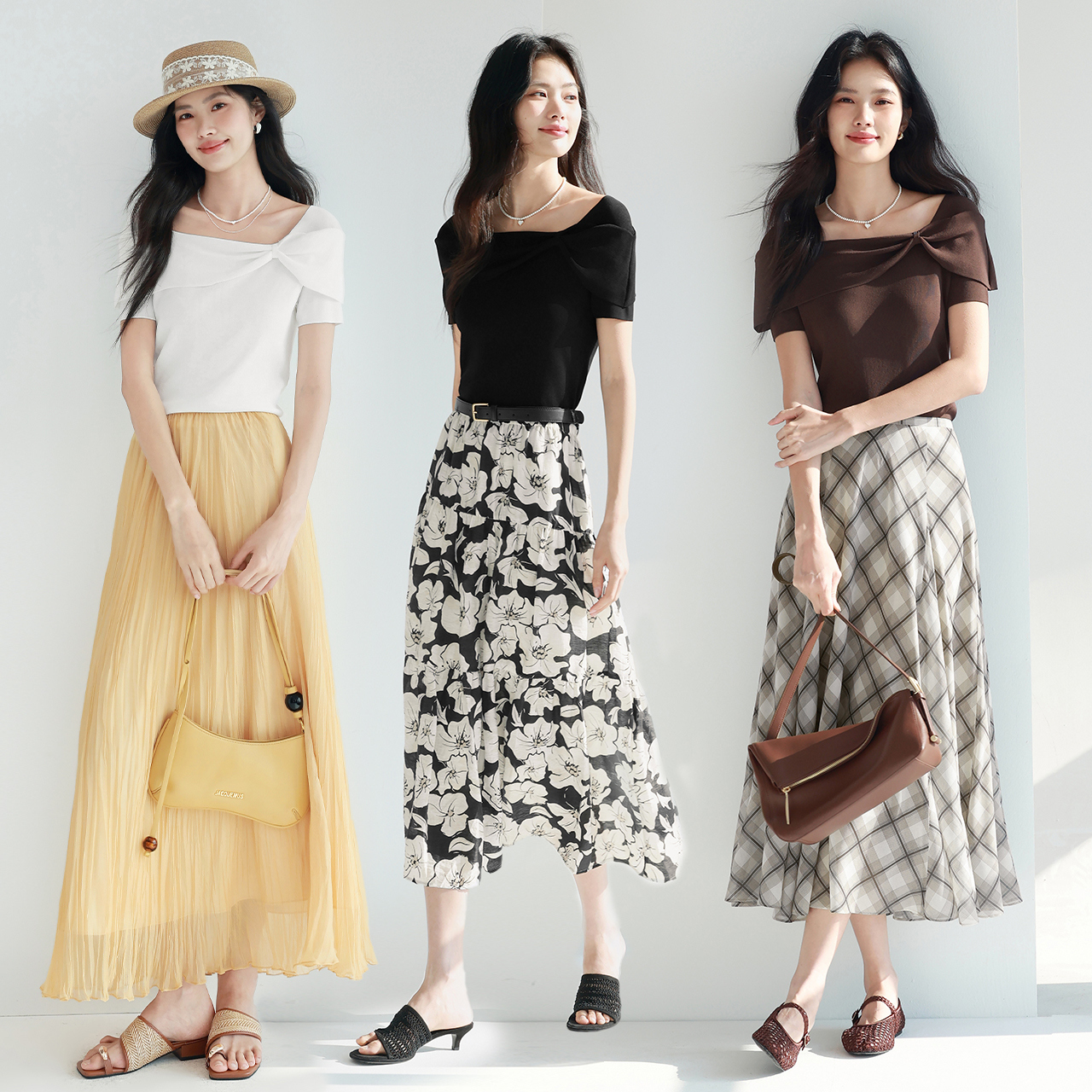 【衣衣专属】伊芙丽经典方领色设计短袖上衣女针织衫25夏1G4930791