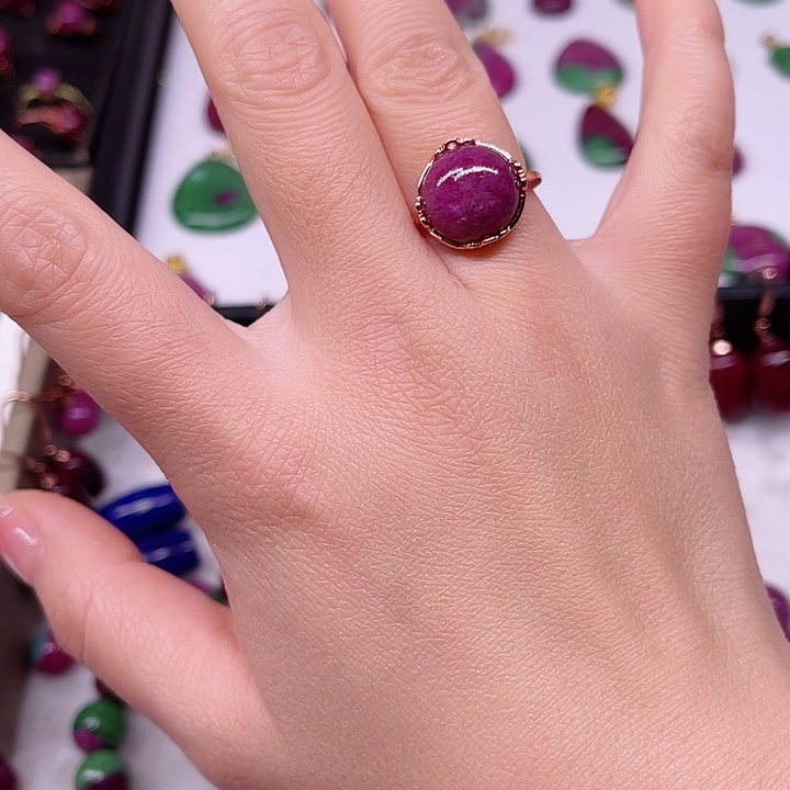 红宝石戒指银S925镶嵌