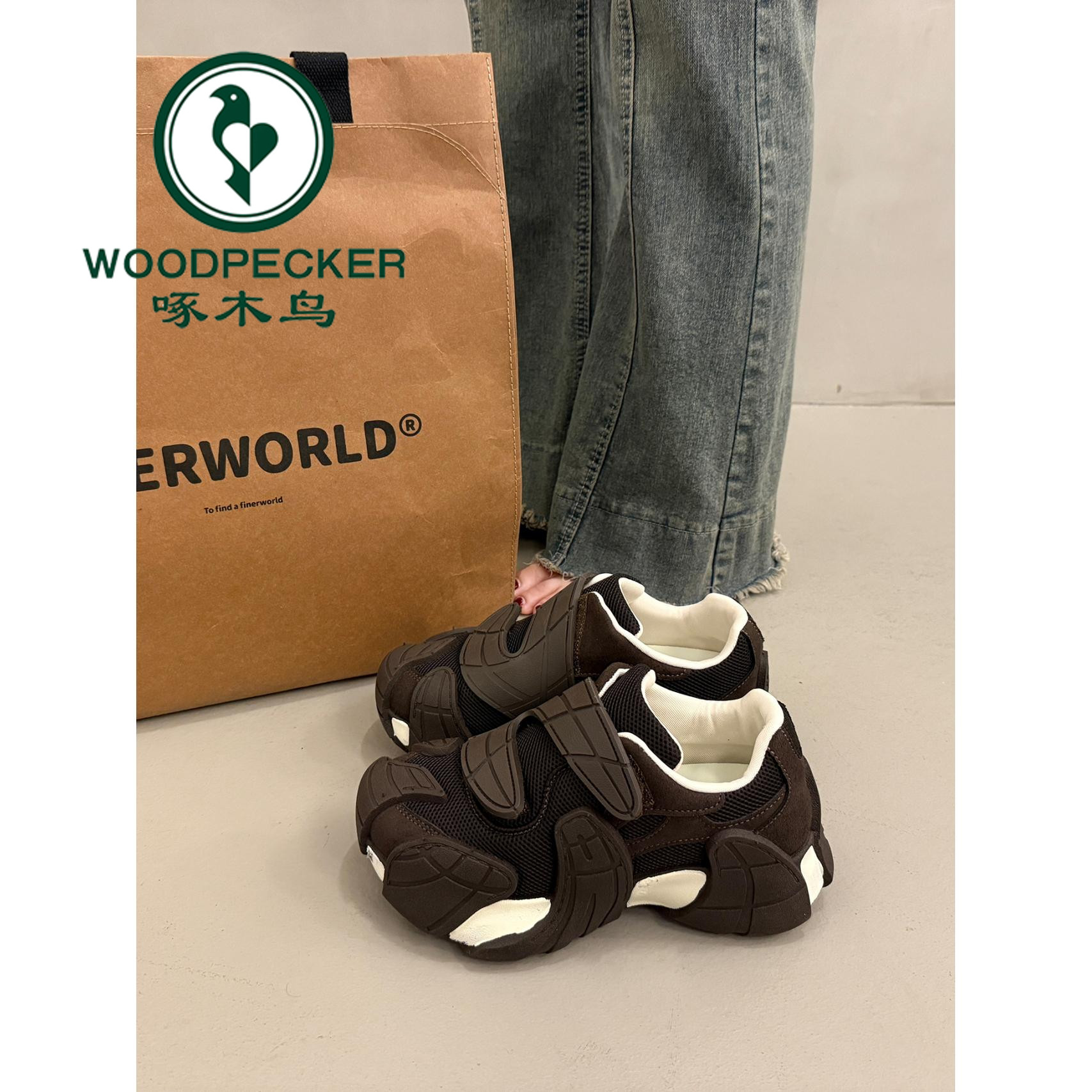 啄木鸟百搭厚底老爹鞋女小个子增高2025新款秋冬季运动休闲阿甘鞋