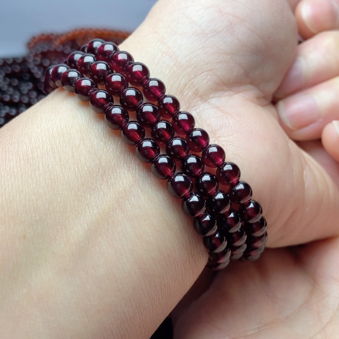 未镶嵌手链石榴石5.3酒红色