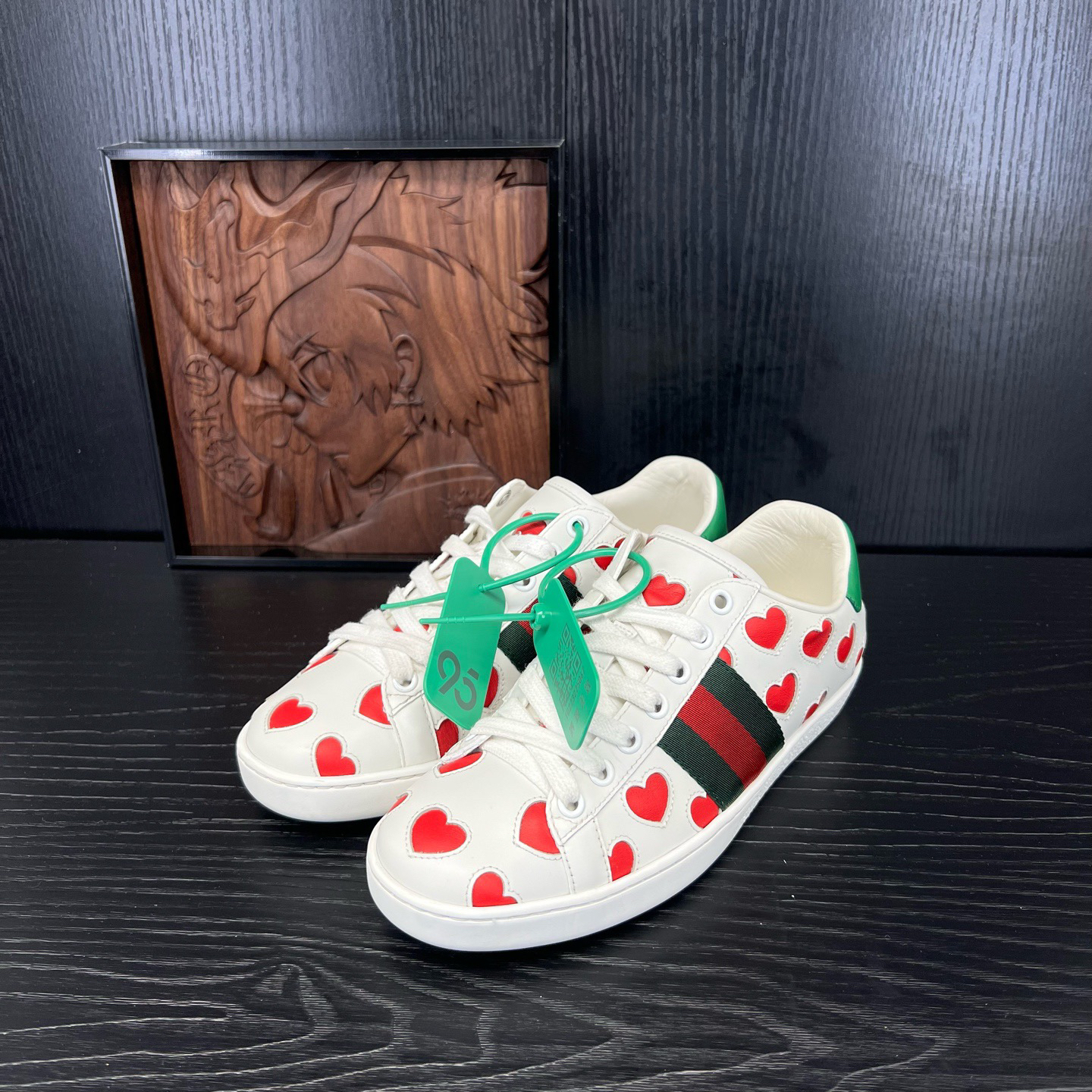 95新 GUCCI/古驰 35码白红情人节女鞋CH23311