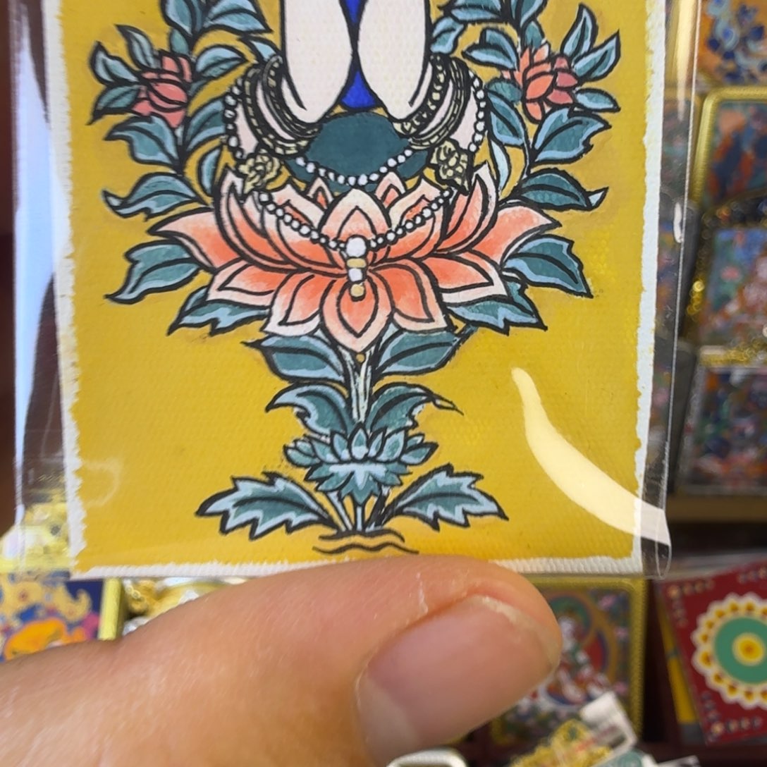 吊坠纯手绘佛手唐卡