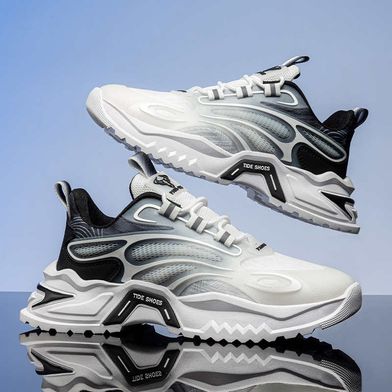 男韩版潮流网面跑步鞋透气老爹鞋秋季运动休闲鞋MD底前系带