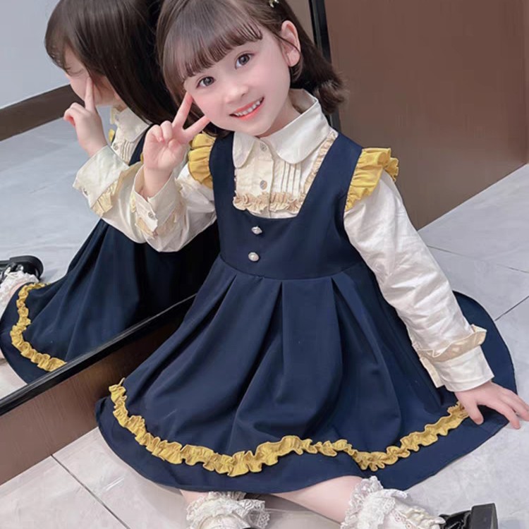 儿童时髦春秋季女童长袖上衣连衣裙女宝2025新款洋气春装套裙9392