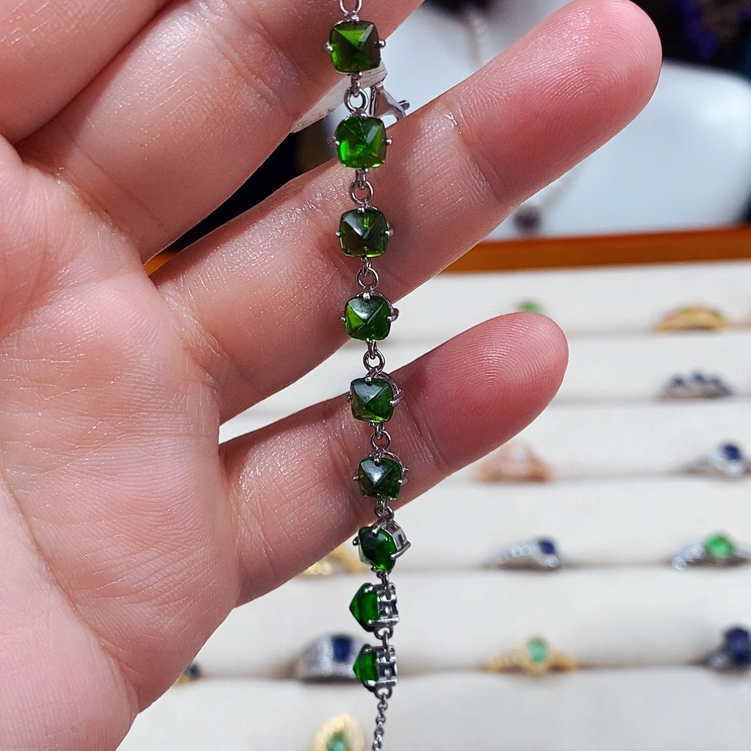 透辉石手链银S925镶嵌2886