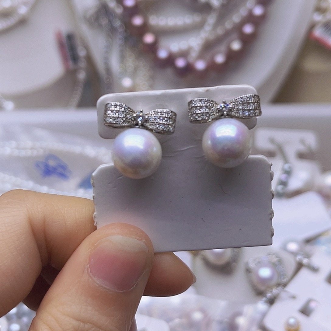 银S925镶嵌淡水珍珠吊坠或者耳钉