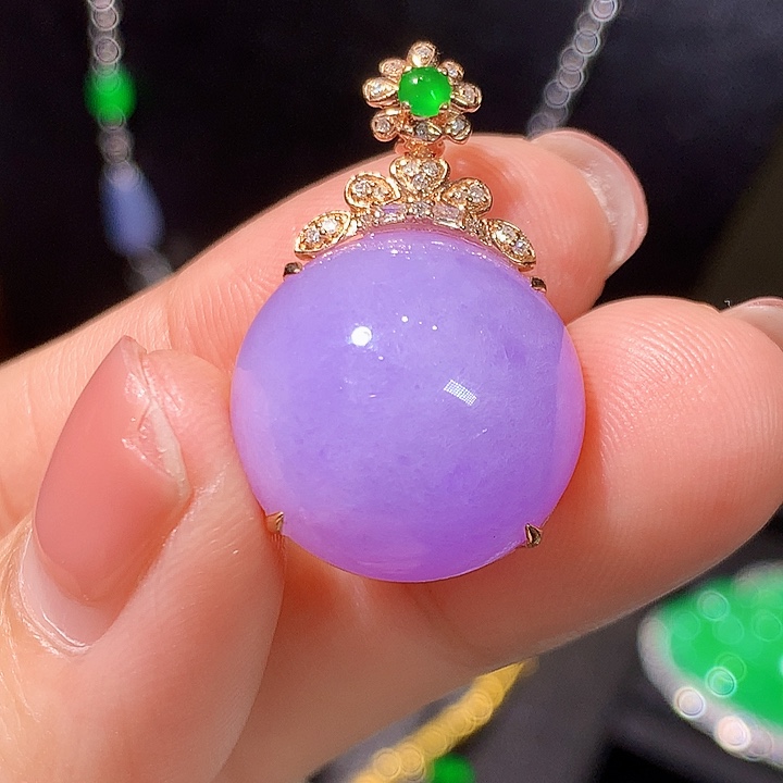 翡翠18K金镶嵌吊坠(不含链)