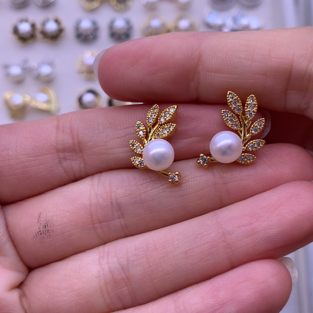 合金淡水珍珠耳饰