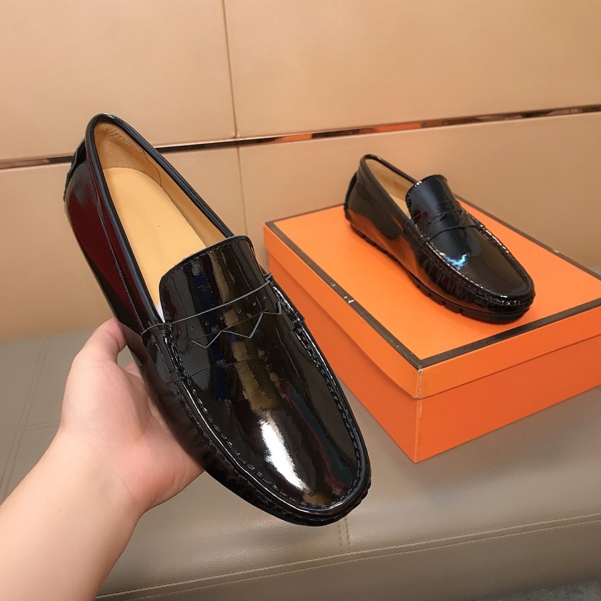 欧美新款男士休闲豆豆鞋真皮爆款透气脚蹬男鞋潮流轻奢软底驾车鞋