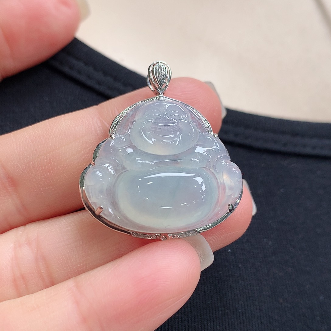 翡翠颈饰18K金镶嵌佛公