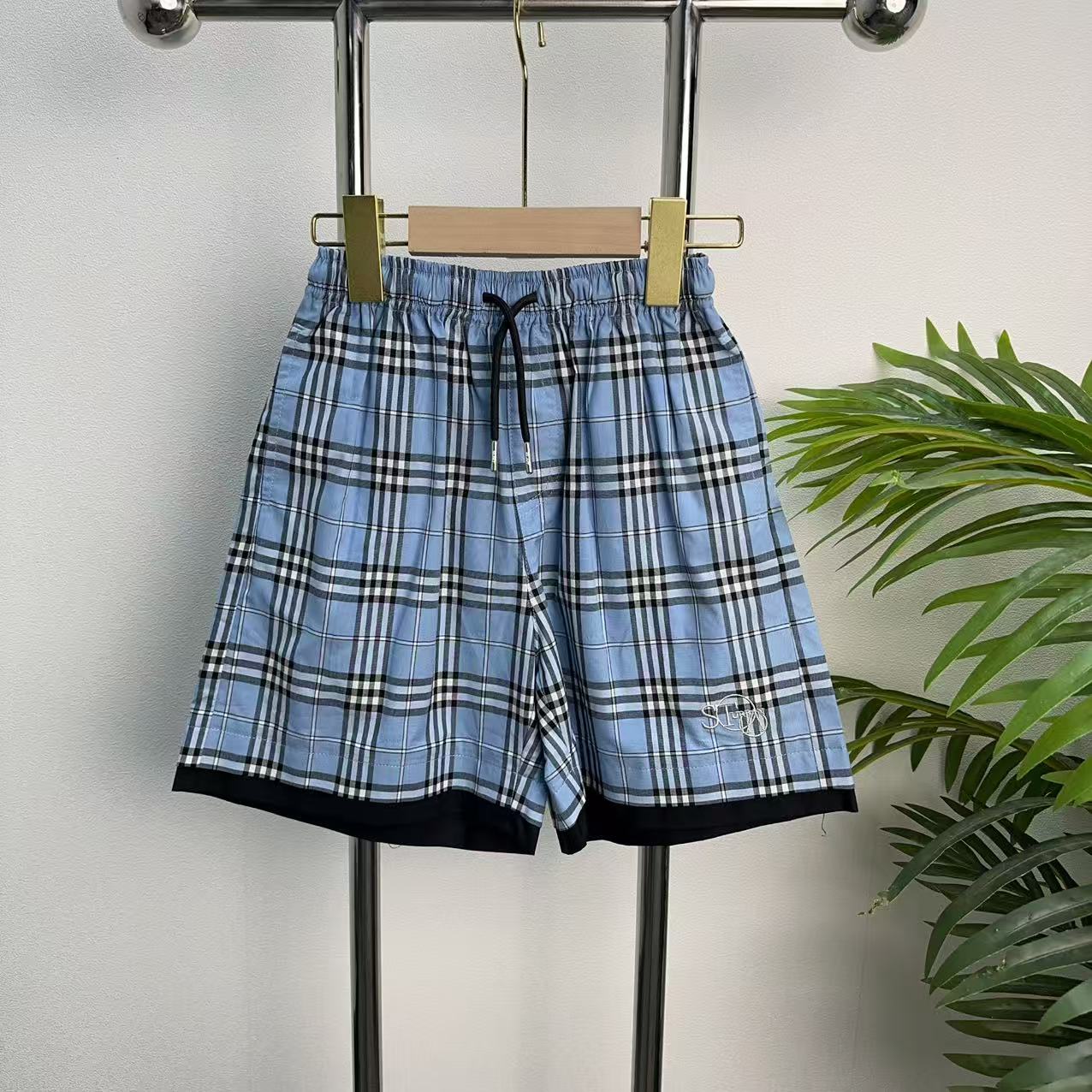 【1546A】蓝黑格子假两件短裤B6-3/4/6/11
