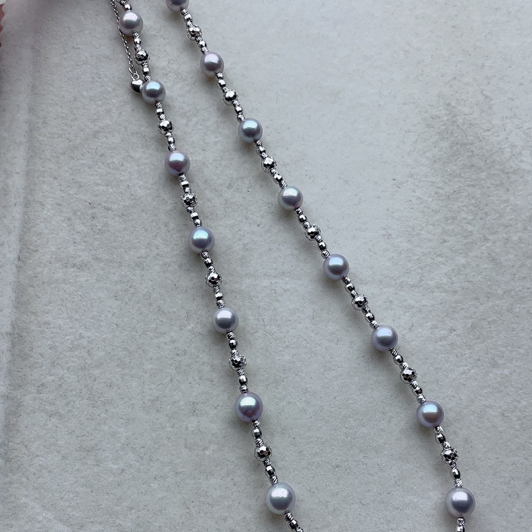 海水珍珠套链89银S925镶嵌