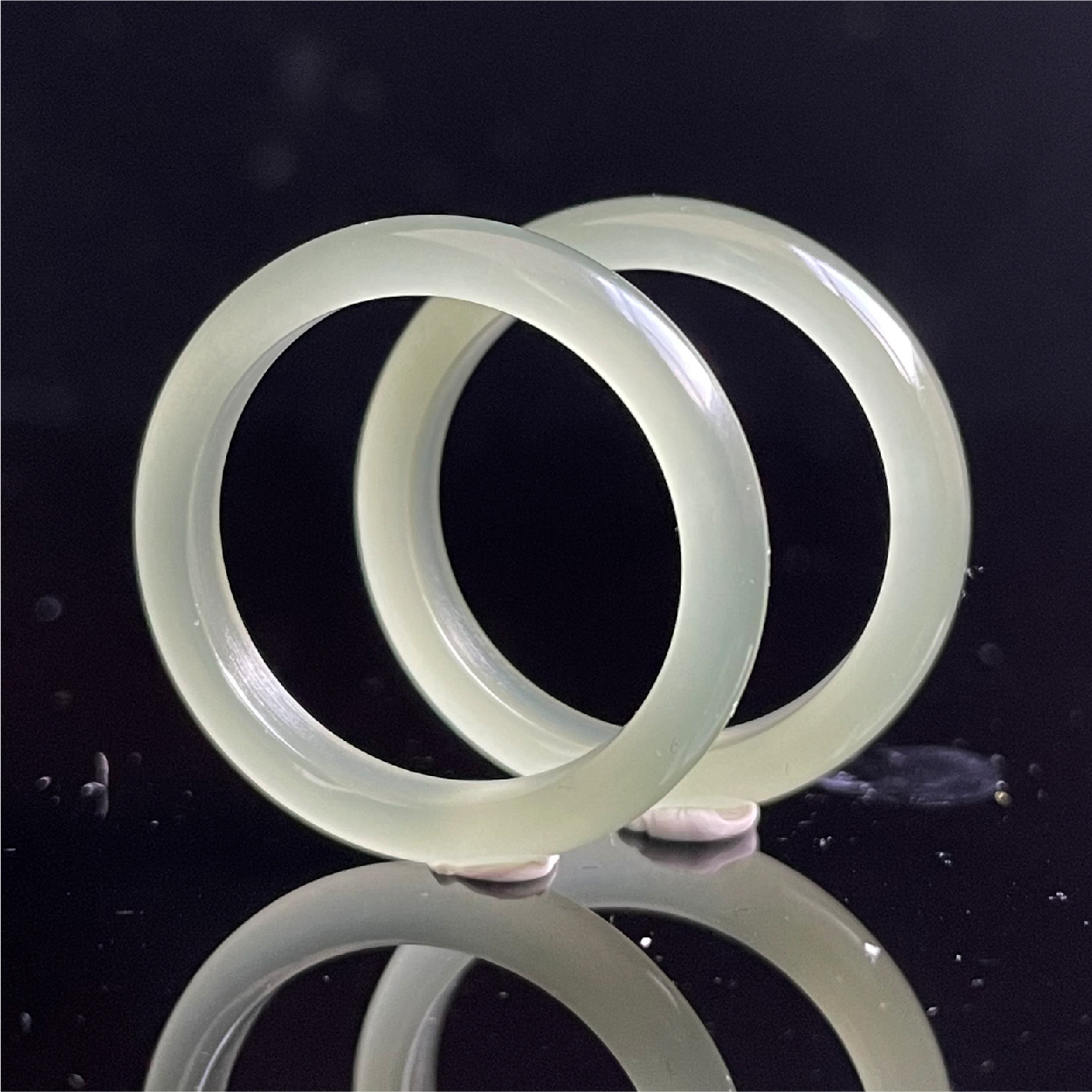 和田玉青海高冰晴水冰透双环戒圈指环板指内直径18.00+mm