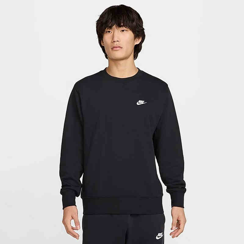 nike耐克男子针织毛圈经典刺绣小标黑色套头衫圆领卫衣 FN3889010