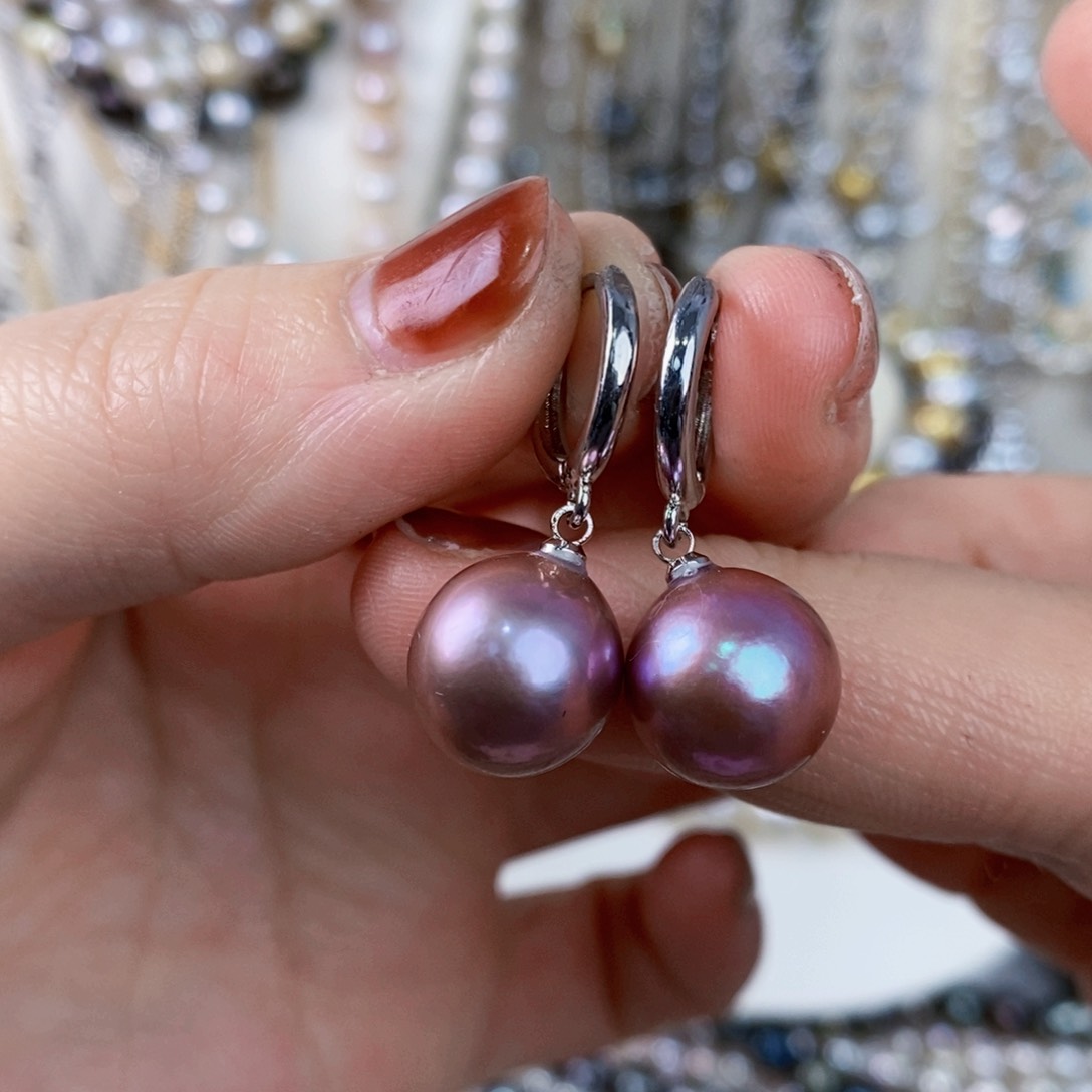 淡水珍珠耳饰银S925镶嵌