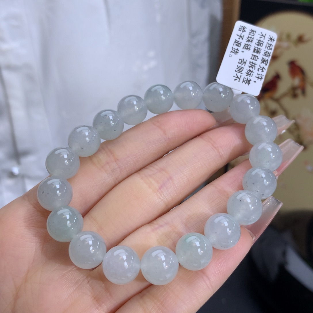 翡翠手链未镶嵌卡10冰润胶晴底洒乌鸡