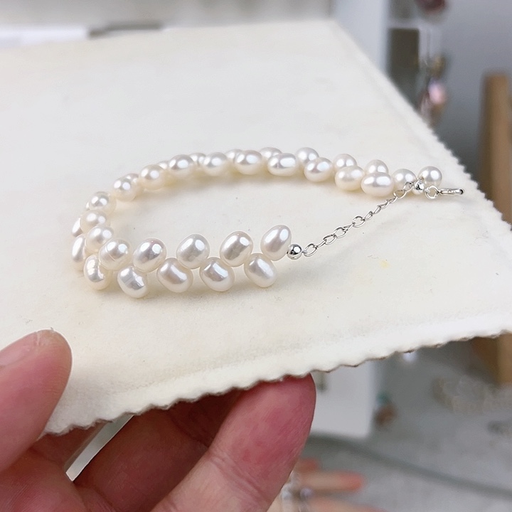 银S925镶嵌手绳淡水珍珠