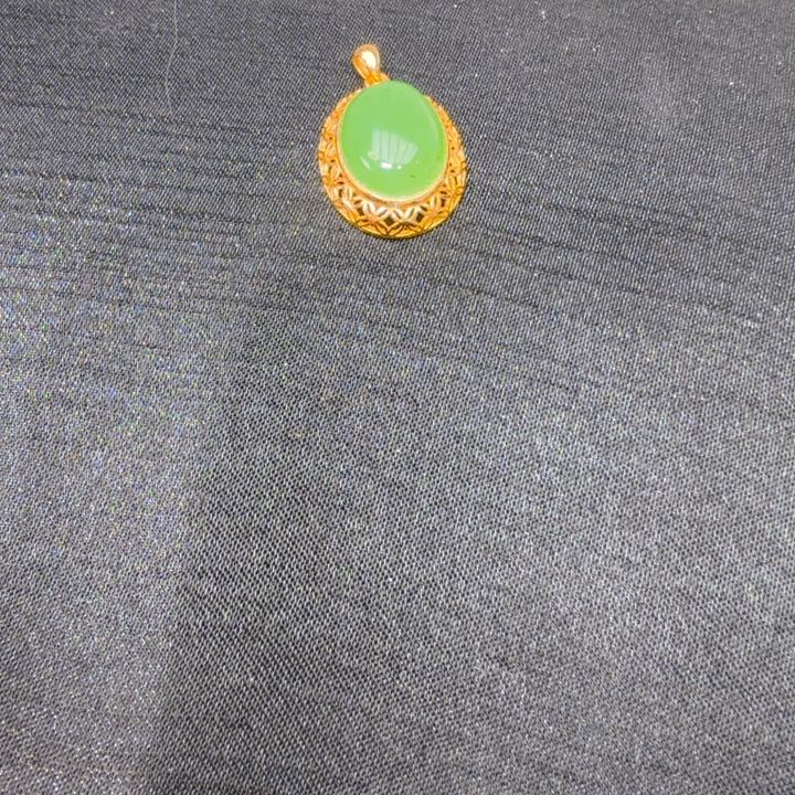 和田玉（碧玉）颈饰银S925镀金镶嵌