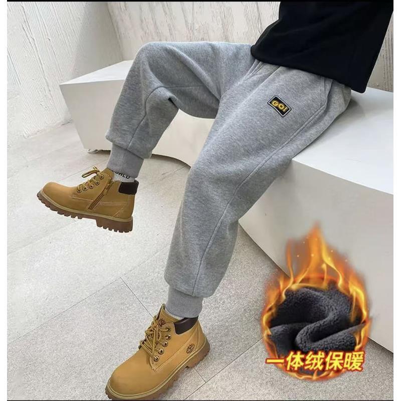 201013童装男童加绒卫裤2025冬宝宝韩版潮酷洋气休闲加绒男童卫裤