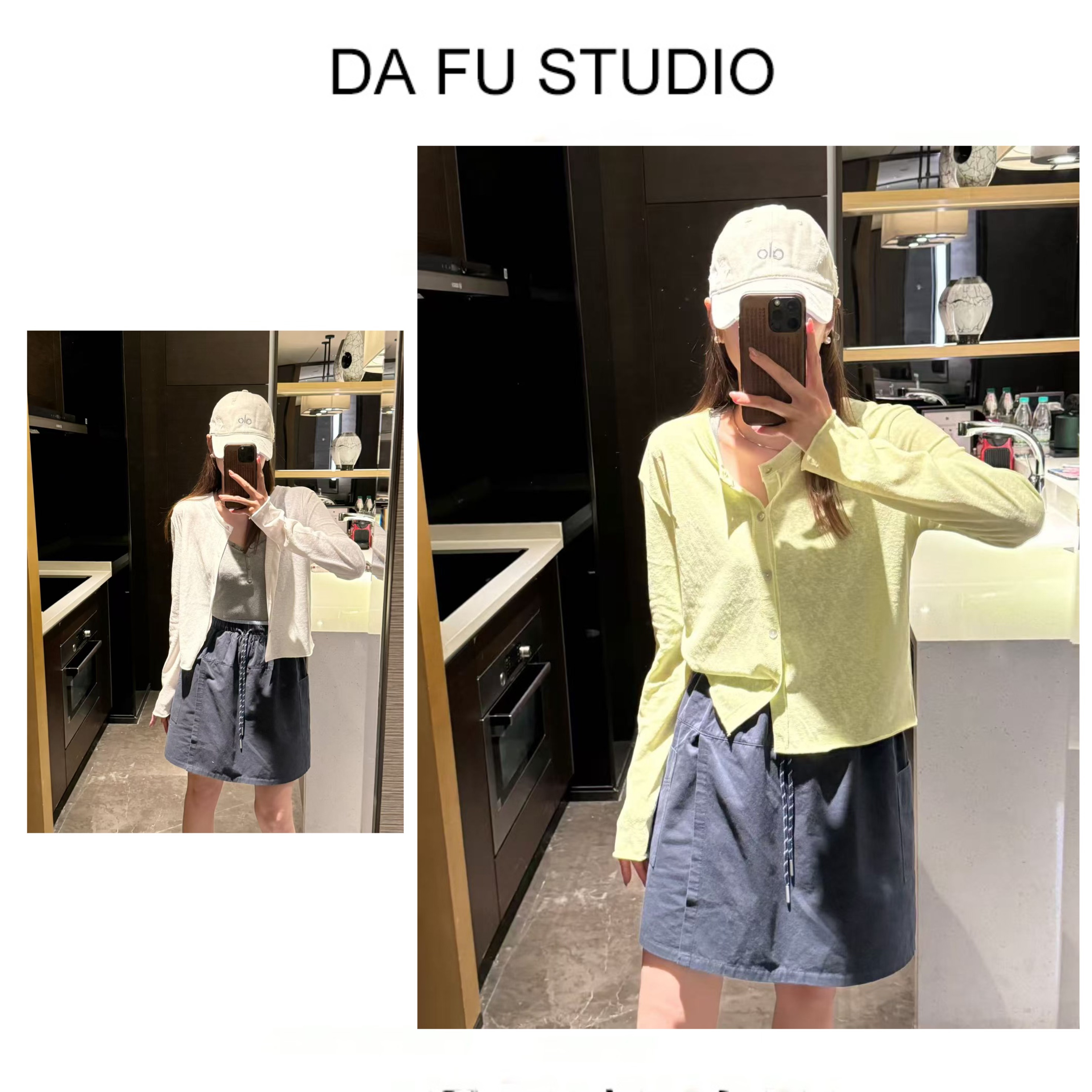 DAFU多巴胺配色刺立体字母贝壳扣长袖防太阳开衫外套女