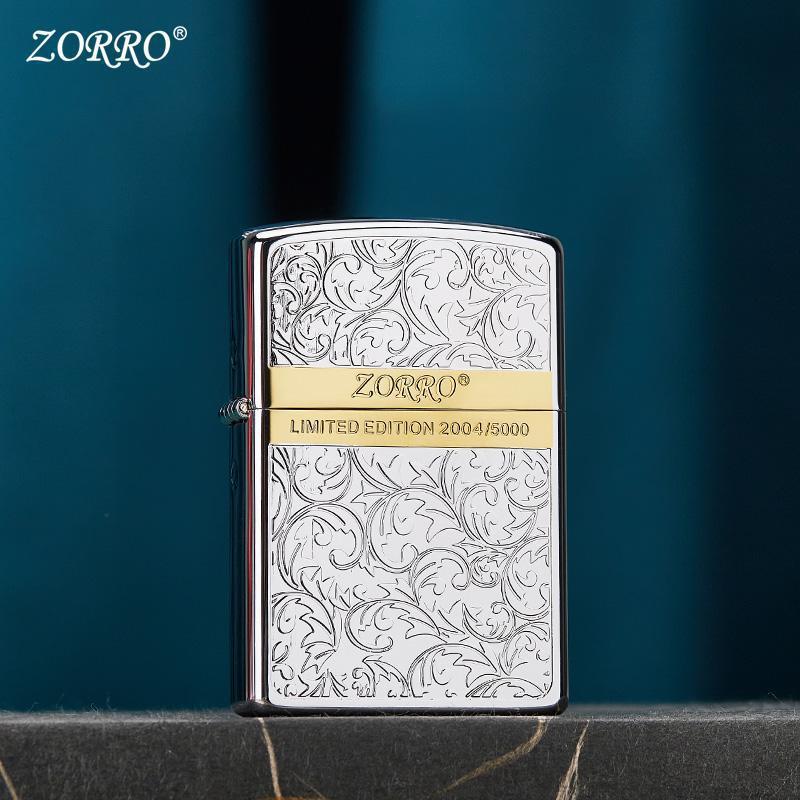 ZORRO/佐罗煤油打火机创意限量深雕唐草纯铜