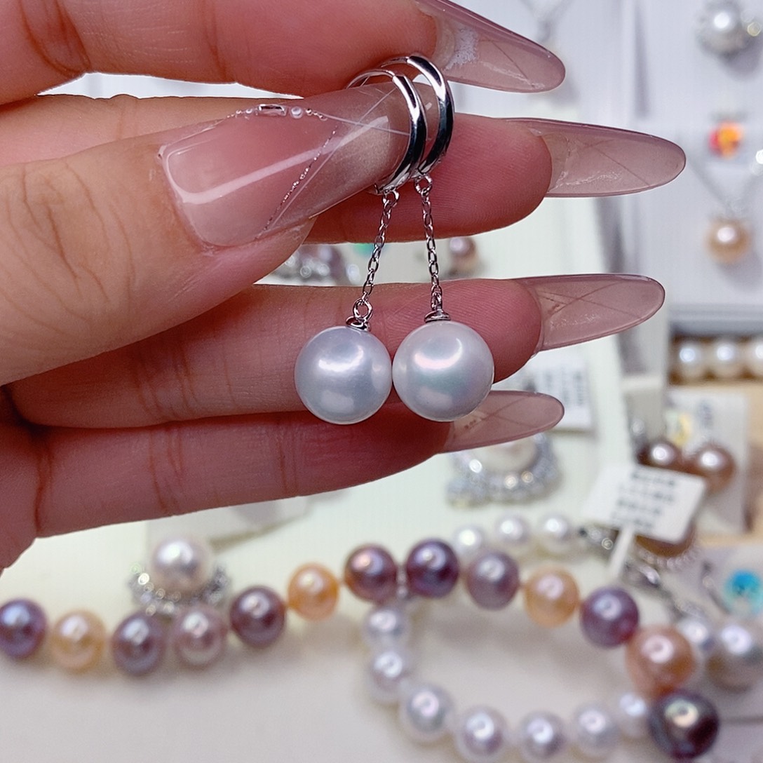 淡水珍珠耳饰银S925镶嵌