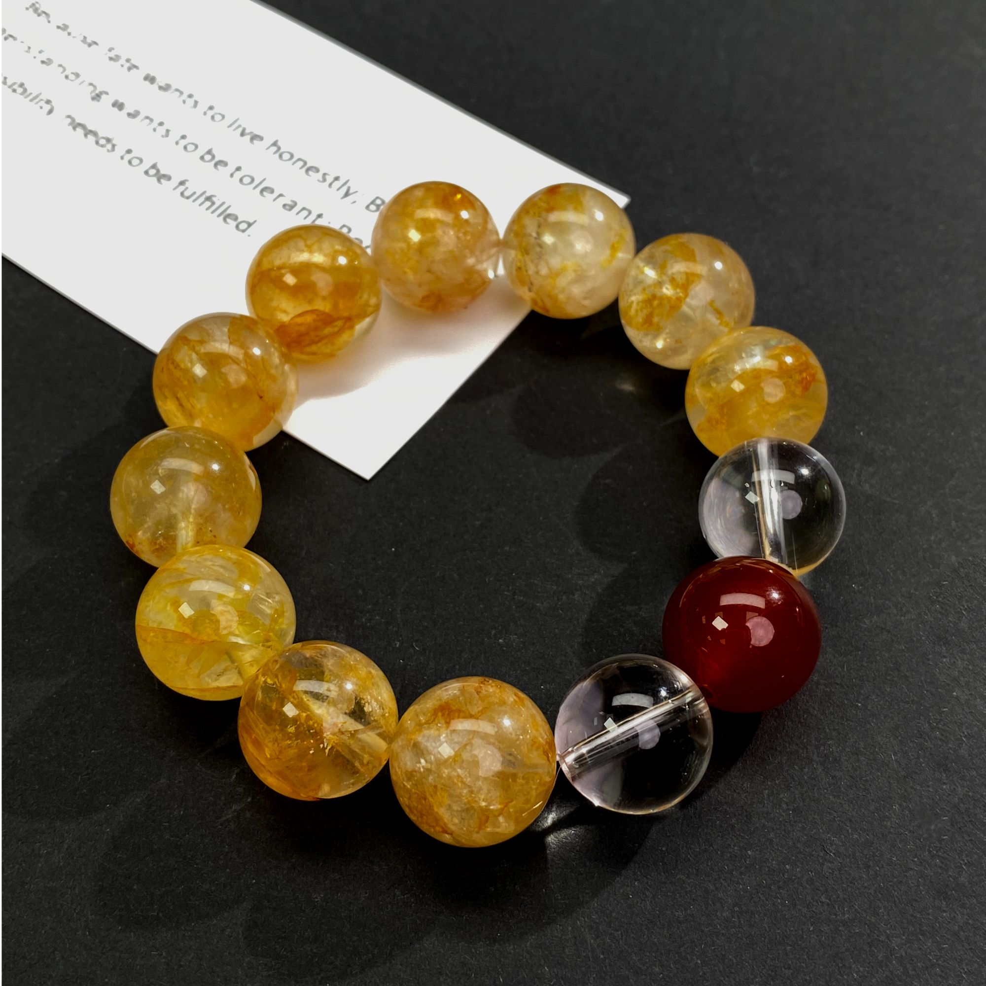 黄胶花原创设计感天然水晶手串彰显高级感