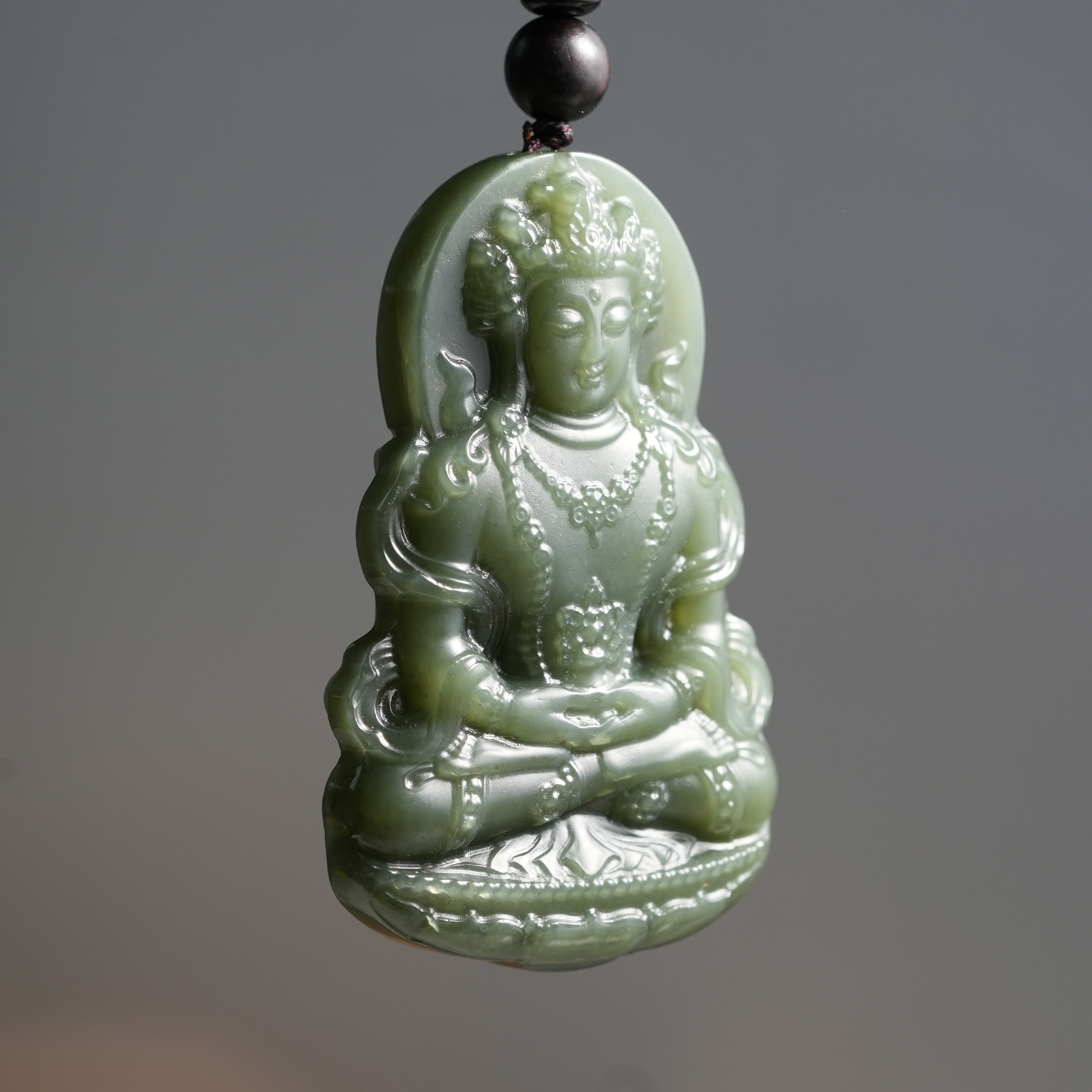 天然和田玉观音头吊坠手工雕刻满工满雕菩萨挂件项链