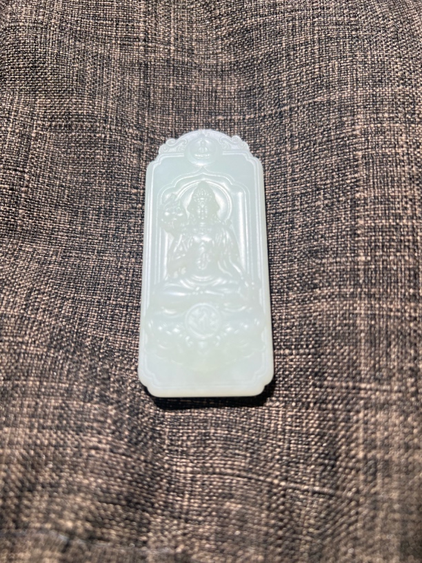 俄料和田玉羊脂白持莲观音无压无棉无裂白色雕刻精雕男士精美