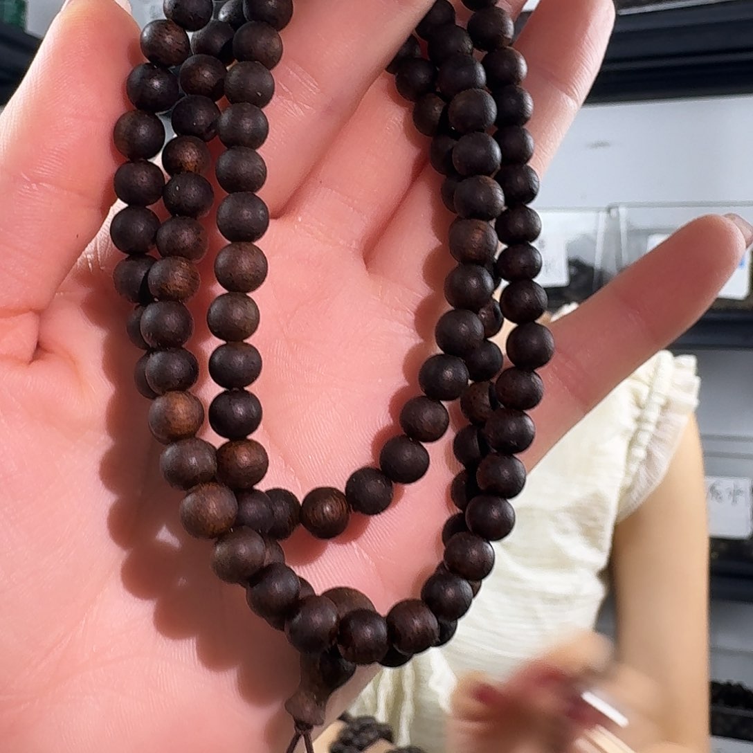 沉香香囊沉香紫棋圆珠多圈卡06发一沉水级