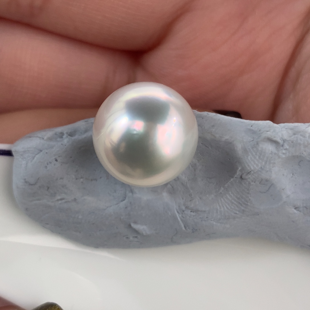 定制海水珍珠未镶嵌裸珠澳白捡漏几乎无瑕13-14