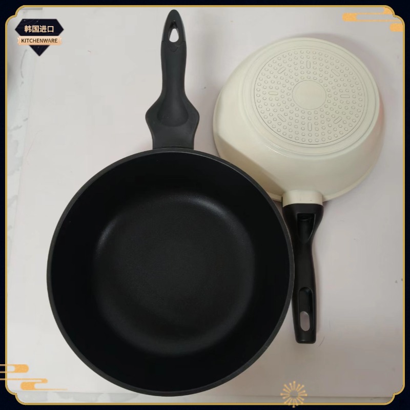 韩国原装进口-NO-白色陶瓷涂层不粘锅炒锅煎锅