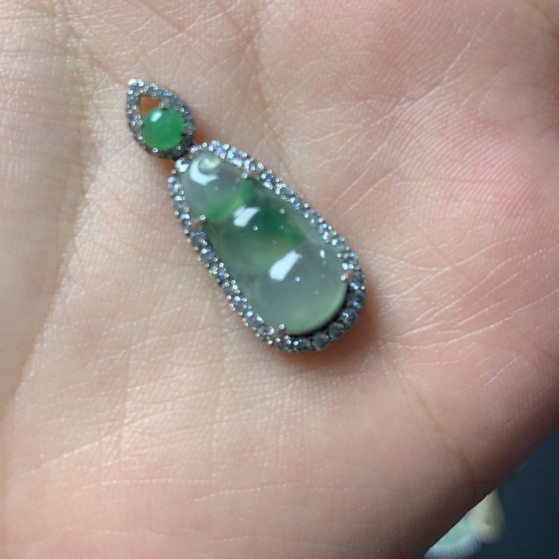 翡翠银S925镶嵌挂件