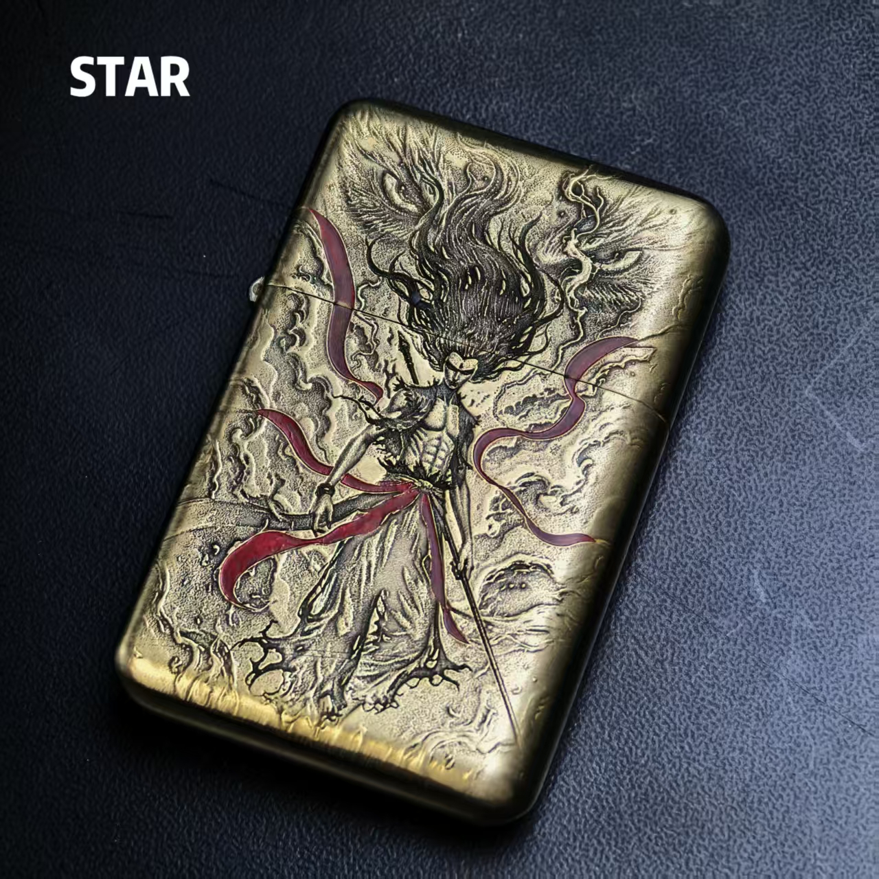 STAR恒星S16黄铜精雕填漆魔哪吒煤油打火机