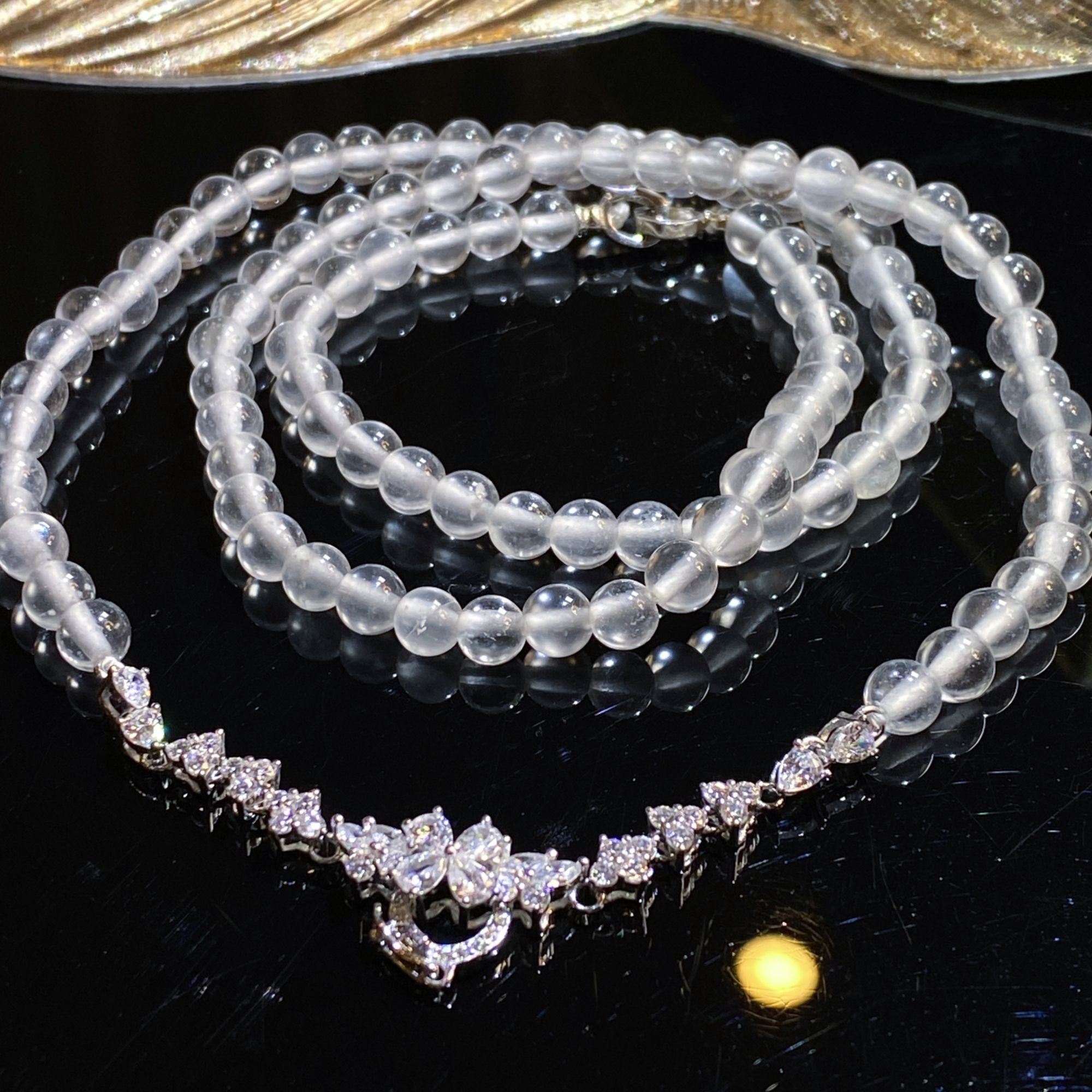 suichen/穗辰925银扣头天然石英质玉卡6可单戴可搭配吊坠百搭珠链