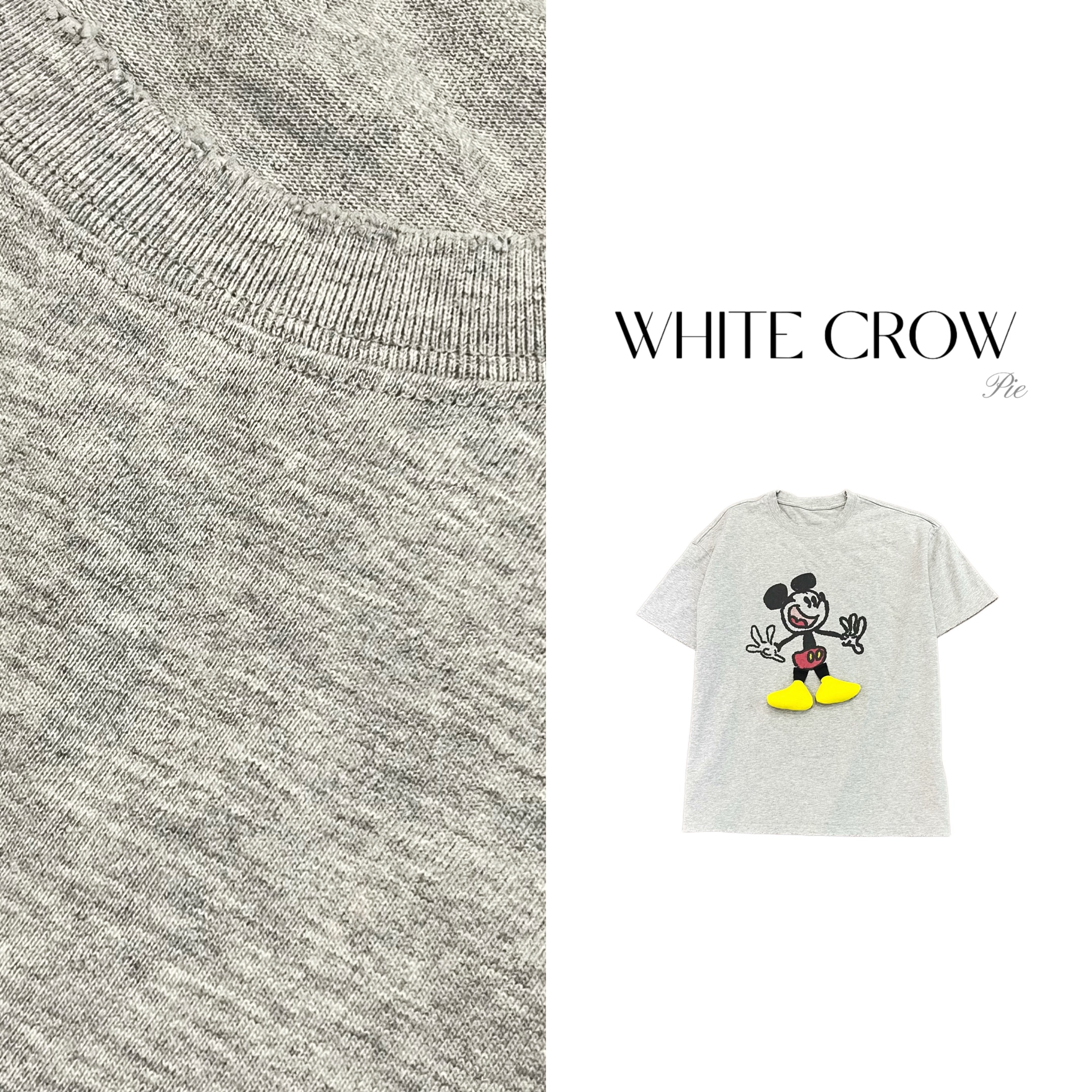 白乌鸦 [短袖T恤]  卡通可爱惊讶米奇T恤设计感55412印花圆领宽松