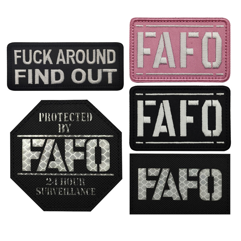 户外反光镭射徽章FKAround and Find Out FAFO警告用语背包士气章
