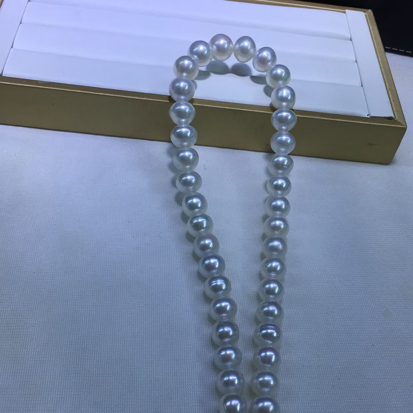 维纳斯光泽海水澳白珍珠项链 10.5-13mm宝石光 微瑕疵 性价比超高