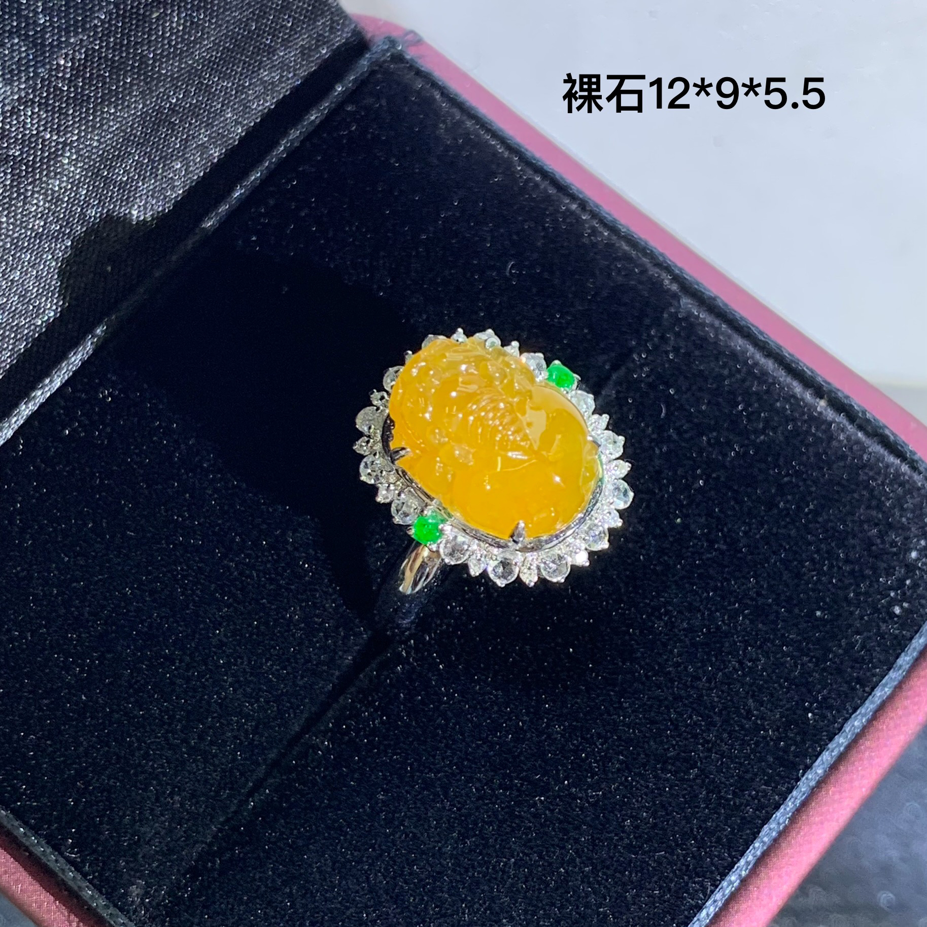 冰种起胶满色黄翡貔貅翡翠玉石A货戒指9.11/JJ饱满厚庄 招财转运