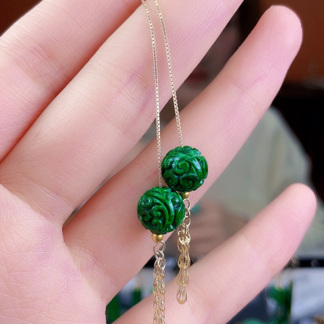 翡翠银S925镶嵌耳饰