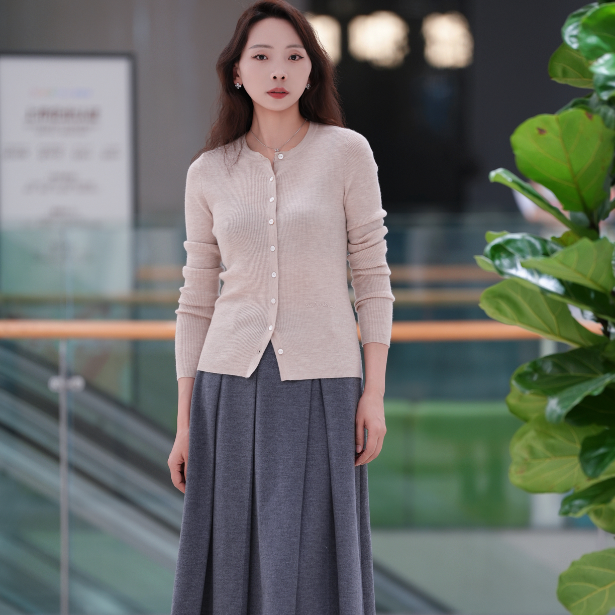 WIWH新款圆领针织开衫